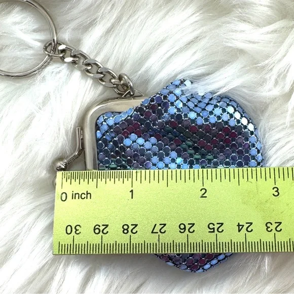 💖 Whiting & Davis Signature Mesh Blue Keychain Coin Purse, Small - Picture 7 of 11